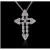 Image 4 : 18KT White Gold 1.13ctw Diamond Cross Pendant With Chain