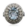 Image 1 : 14KT White Gold 2.93ct Aquamarine and Diamond Ring