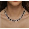 Image 2 : 14KT White Gold 13.78ctw Sapphire and Diamond Necklace