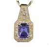 Image 2 : 14KT Yellow Gold 2.85ct Tanzanite and Diamond Pendant