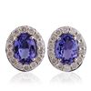 Image 1 : 14KT White Gold 2.50ctw Tanzanite and Diamond Earrings