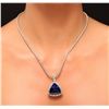 Image 1 : 14KT White Gold 46.34ct GIA Certified Tanzanite and Diamond Pendant With Chain