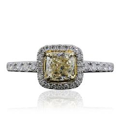 14KT White Gold 1.05ct SI1/Light Yellow Diamond Ring