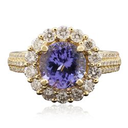 14KT Yellow Gold 2.72ct Tanzanite and Diamond Ring