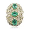 Image 3 : 14KT Yellow Gold 3.69ctw Emerald and Diamond Ring