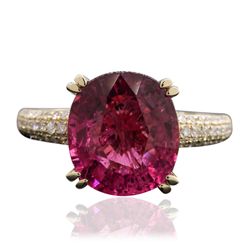 14KT Yellow Gold 5.62ct Tourmaline and Diamond Ring