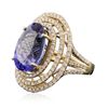 Image 4 : 14KT Yellow Gold 12.46ct GIA Certified Tanzanite and Diamond Ring