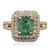 Image 1 : 14KT Yellow Gold 1.26ct Emerald and Diamond Ring