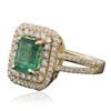 Image 2 : 14KT Yellow Gold 1.26ct Emerald and Diamond Ring