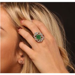14KT Yellow Gold 2.85ct Emerald and Diamond Ring