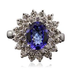 14KT White Gold 2.01ct Tanzanite and Diamond Ring