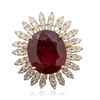 Image 3 : 14KT Yellow Gold 10.60ct Ruby and Diamond Ring