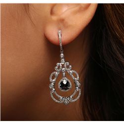 14KT White Gold 4.80ctw Black Diamond Earrings