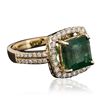 Image 2 : 14KT Yellow Gold 2.98ct Emerald and Diamond Ring