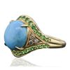 Image 2 : 10KT Yellow Gold 3.36ct Turquoise, Tsavorite and Diamond Ring