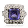 Image 3 : 14KT White Gold 4.23ct Tanzanite and Diamond Ring