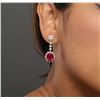 Image 2 : 14KT Yellow Gold 10.00ctw Ruby and Diamond Earrings