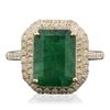 Image 1 : 14KT Yellow Gold 3.47ct Emerald and Diamond Ring