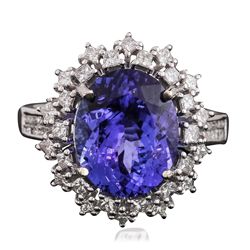 14KT White Gold 5.86ct Tanzanite and Diamond Ring