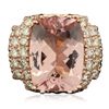 Image 3 : 14KT Rose Gold 13.01ct GIA Cert Morganite and Diamond Ring