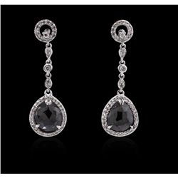 14KT White Gold 4.64ctw Black Diamond Earrings