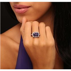 14KT Two-Tone Gold 4.41ct Tanzanite and Diamond Ring