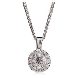 14KT White Gold 0.96ctw Diamond Pendant With Chain