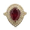 Image 3 : 14KT Yellow Gold 4.29ct Ruby and Diamond Ring