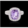 Image 3 : 14KT White Gold 3.00ct Amethyst and Diamond Ring