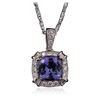 Image 3 : 18KT White Gold 2.62ct Tanzanite and Diamond Pendant With Chain