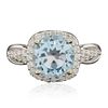 Image 3 : 14KT White Gold 2.80ct Blue Topaz and Diamond Ring