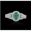 Image 3 : 18KT White Gold 0.71ct Emerald and Diamond Ring