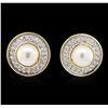 Image 1 : 18KT Yellow Gold Pearl and Diamond Earrings