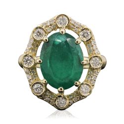 14KT Yellow Gold 2.44ct Emerald and Diamond Ring