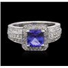 Image 1 : 14KT White Gold 1.33ct Tanzanite and Diamond Ring