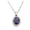 Image 3 : 14KT White Gold 11.35ct Sapphire and Diamond Pendant With Chain