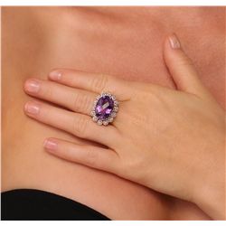 14KT Rose Gold 3.04ct Amethyst and Diamond Ring