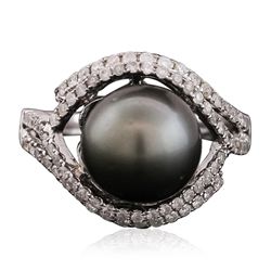 14KT White Gold 0.53ctw Diamond and Pearl Ring