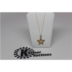 STAMPED 14K YELLOW GOLD DIAMOND PENDANT NECKLACE
