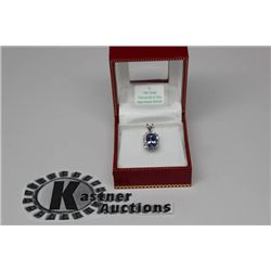 14K WHITE GOLD TANZANITE & DIAMOND(0.18ct) PENDANT