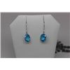 Image 2 : 14K WHITE GOLD BLUE TOPAZ EARRINGS