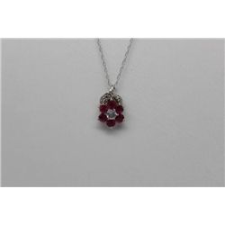 14K WHITE GOLD RUBY (1.0ct) & DIAMOND PENDANT