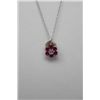 Image 4 : 14K WHITE GOLD RUBY (1.0ct) & DIAMOND PENDANT