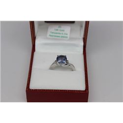 14K WHITE GOLD TANZANITE & DIAMOND RING