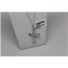 Image 2 : 14K WHITE GOLD DIAMOND (0.17ct) CROSS PENDANT