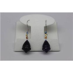 14K WHITE GOLD AMETHYST & MULTI-COLORED SAPPHIRE