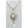 Image 1 : Gold & Sterling Silver Pendant & Earring with Diamond & Pearl