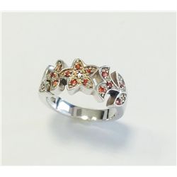 Sterling Silver .925 Orange Sapphire Ring 6.11 RS8