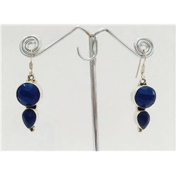 Sterling Silver .925 Faceted Sapphire Earring 8.65g