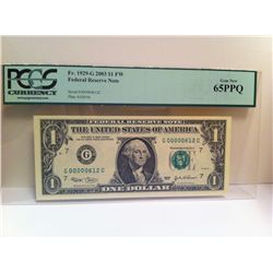 2003 Federal Reserve Banknote Low S/N